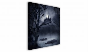 OBRAZ NA PŁÓTNIE 116 Zamek w lesie 40x40cm