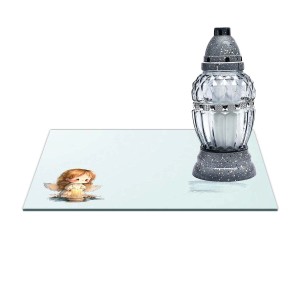 SZKLANA PODSTAWKA POD ZNICZE 40x30cm 555b Aniołek na przezroczystym tle