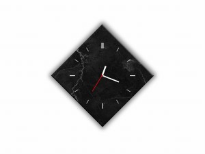 ZEGAR SZKLANY ROMB - Marmur czarny
