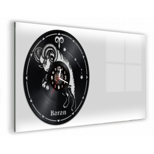 Zegar Ścienny z płyty winylowej na lustrze ZNAKI ZODIAKU 12 wzorów 59x29cm 