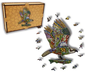Puzzle Drewniane dla dzieci i dorosłych Rybołów Osprey w pudełku drewnianym