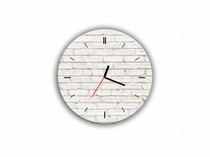 ZEGAR SZKLANY OKRĄGŁY - Białe cegły