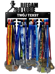 Wieszak na medale BIEGAM BO LUBIĘ twoje imię dowolny tekst 210.1