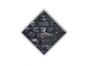 ZEGAR SZKLANY ROMB - Czarna cegła