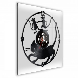 Zegar Ścienny z płyty winylowej na lustrze ZWIERZĘTA 82 wzory 30x30 cm