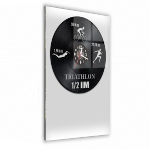 Zegar Ścienny z płyty winylowej na lustrze TRIATHLON 48 wzorów 29x59 cm