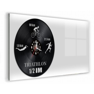 Zegar Ścienny z płyty winylowej na lustrze TRIATHLON-1 41 wzorów 59x29 cm 