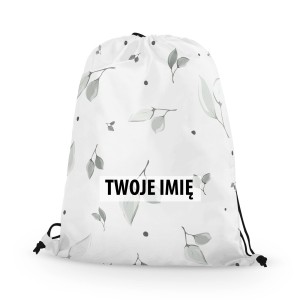 WORKO-PLECAK z Twoim imieniem Małe szare listki 065
