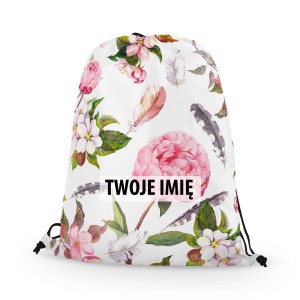 WORKO-PLECAK z Twoim imieniem Różowe kwiaty 083