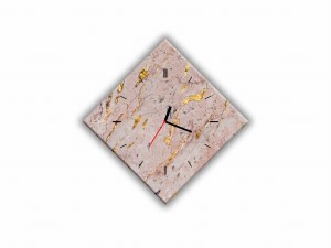 ZEGAR SZKLANY ROMB - Marmur róż i złoto 