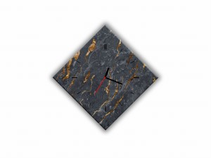 ZEGAR SZKLANY ROMB - Marmur szaro-złoty 