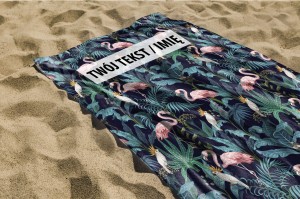 RĘCZNIK Flamingi i papugi z twoim dowolnym tekstem 130x70cm 020E