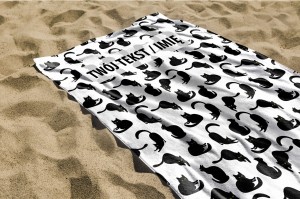 RĘCZNIK Koty z twoim dowolnym tekstem 130x70cm 033E