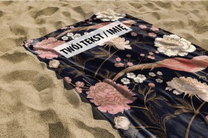 RĘCZNIK Kwiaty i ptaszek z twoim dowolnym tekstem 100x50cm 035C