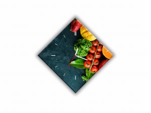 ZEGAR SZKLANY ROMB - Owoce i warzywa 