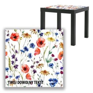 BLAT SZKLANY IKEA LACK Polne kwiaty z Twoim napisem 55x55cm 041b