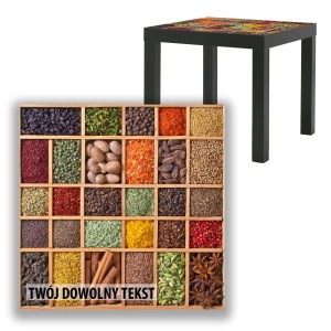 BLAT SZKLANY IKEA LACK Kolorowe przyprawy z Twoim napisem  55x55cm 076b