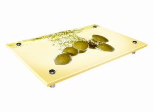 SZKLANA DESKA KUCHENNA 8MM - Oliwki