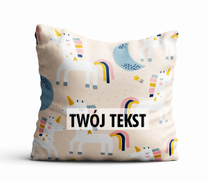 Poduszka DZIECIĘCA z Twoim napisem PD30 rysunkowe jednorożce