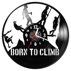 Zegar ścienny z płyty winylowej do salonu kuchni Born to climb 163.14