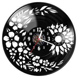 Zegar ścienny z płyty winylowej Kwiaty 425.14