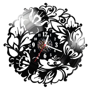 Zegar ścienny z płyty winylowej Kwiaty 315.14 