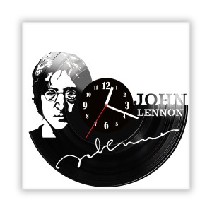 Szklany zegar ścienny z imitacją płyty winylowej 1746.14