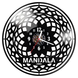 Zegar ścienny z płyty winylowej Mandala 605.14