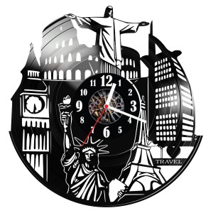Zegar ścienny z płyty winylowej Podróże 879.14
