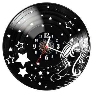 Zegar ścienny z płyty winylowej Gwiazdki 1344.14