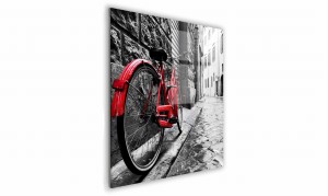 OBRAZ NA SZKLE KWADRATOWY 30x30cm  090 Rower w mieście