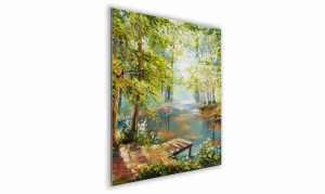 OBRAZ NA SZKLE KWADRATOWY 40x40cm 097 Staw w lesie