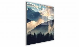 OBRAZ NA SZKLE KWADRATOWY 50x50cm 061 Mgła w górach