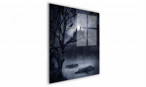 OBRAZ NA SZKLE KWADRATOWY 50x50cm 116 Zamek w lesie