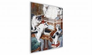 OBRAZ NA SZKLE KWADRATOWY 60x60cm 047 Kotki na fortepianie