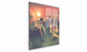 OBRAZ NA SZKLE KWADRATOWY 60x60cm 062 Miasto przyszłości