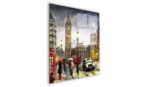 OBRAZ NA SZKLE KWADRATOWY 70x70cm 108 Wieczór w Londynie