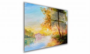 OBRAZ NA SZKLE PROSTOKĄTNY 30x20cm 021 Drzewa nad rzeką