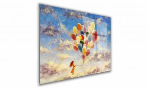 OBRAZ NA SZKLE PROSTOKĄTNY 60x40cm 023 Dziewczynka z balonami