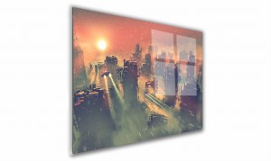 OBRAZ NA SZKLE PROSTOKĄTNY 100x70cm 062 Miasto przyszłości