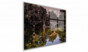OBRAZ NA SZKLE PROSTOKĄTNY 60x40cm 068 Most w lesie