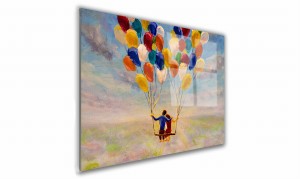 OBRAZ NA SZKLE PROSTOKĄTNY 40x30cm 078 Para na balonach