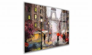 OBRAZ NA SZKLE PROSTOKĄTNY 40x30cm 094 Spacer w Paryżu
