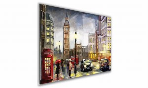 OBRAZ NA SZKLE PROSTOKĄTNY 40x30cm 108 Wieczór w Londynie