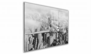 OBRAZ NA SZKLE PROSTOKĄTNY 40x30cm 125 Lot nad miastem