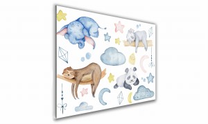 OBRAZ NA SZKLE PROSTOKĄTNY 100x70cm 136 Śpiące zwierzęta