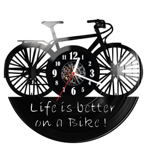 Zegar ścienny z płyty winylowej Rower 1469.14