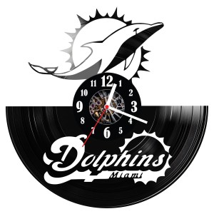 Zegar ścienny z płyty winylowej Delfiny Miami 1598.14