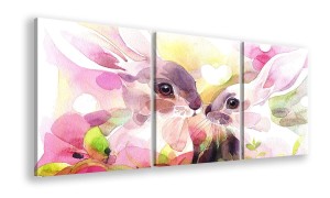 OBRAZ NA PŁÓTNIE - 3-CZĘŚCIOWY - TYP B - Zajączki