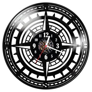 Zegar ścienny z płyty winylowej Kompas 1773.14